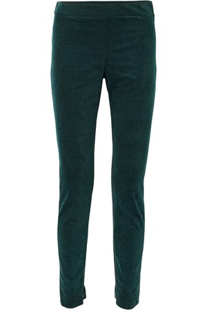 Forest green Cotton-blend corduroy leggings | Sale up to 70% off | THE OUTNET | THEORY | THE OUTNET