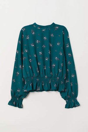 Blouse with Smocking - Green