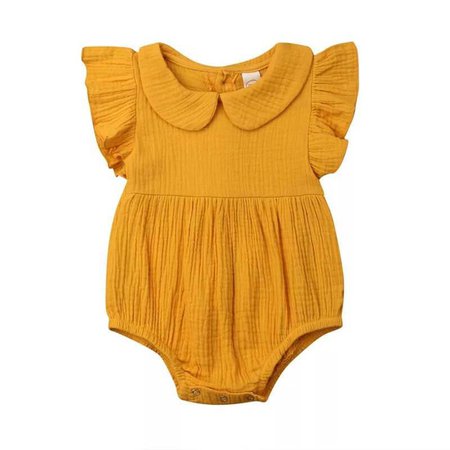 Baby Girl Mustard Collar One Piece Romper – The Trendy Toddlers