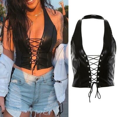 lace up leather crop top - Google Search