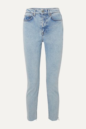 GRLFRND | Karolina frayed high-rise slim-leg jeans | NET-A-PORTER.COM