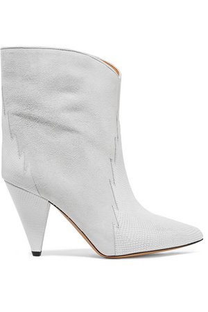Isabel Marant | Leider suede and lizard-effect leather ankle boots | NET-A-PORTER.COM