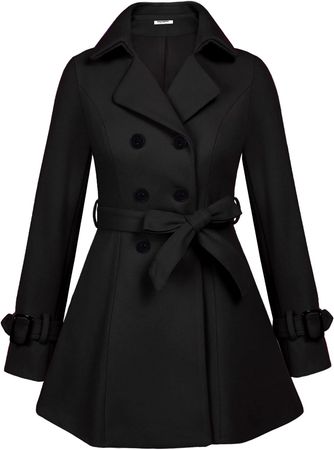 Amazon.com: Zeagoo Pea Coat Women Fall Open Front Mid-Long plus size Coat with Pockets Vintage Coats for Women Black : Clothing, Shoes & Jewelry