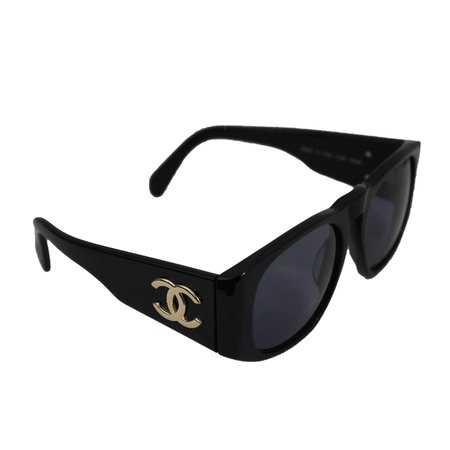 Chanel gold logo black glasses