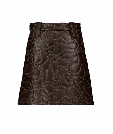 brown leather quilted mini skirt
