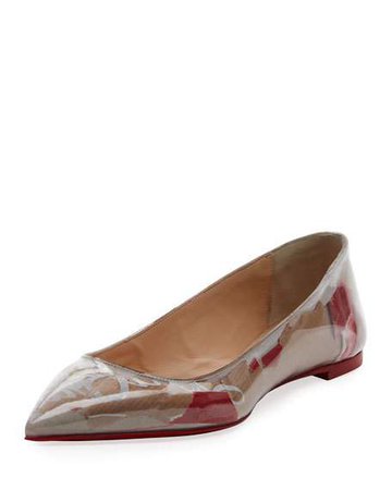 Christian Louboutin Ballalla Paper Collage Red Sole Ballet Flats | Neiman Marcus
