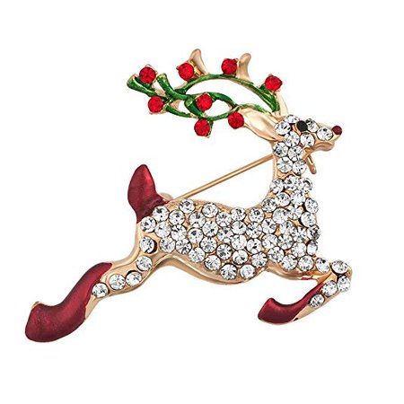Charmed Craft Christmas Reindeer Brooch Pins Xmas Gifts White Crystal Brooches Jewelry: Amazon.ca: Jewelry