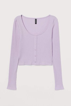 Cropped Jersey Top - Purple