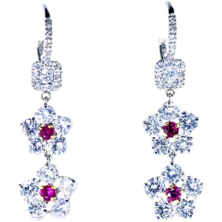 Diamond and Ruby Earrings, Pierre/Famille For Sale at 1stDibs | famille diamond