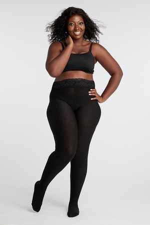 Plus Size, Black Opaque Tights