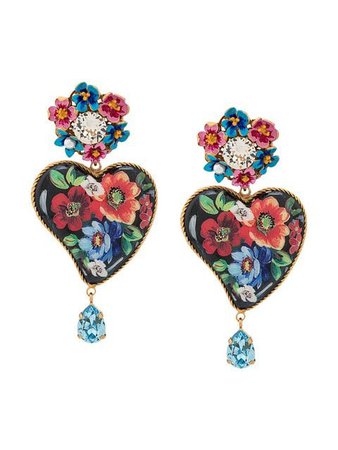 Dolce & Gabbana Floral Heart Earrings - Farfetch