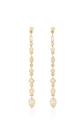 Zoe Chicco 14K Long Linked Earrings With Mixed Cut Fancy Diamonds