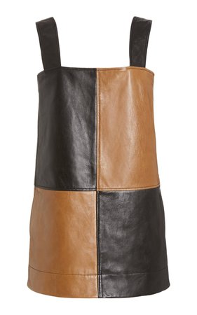 Two-Tone Leather Mini Dress by Ganni | Moda Operandi