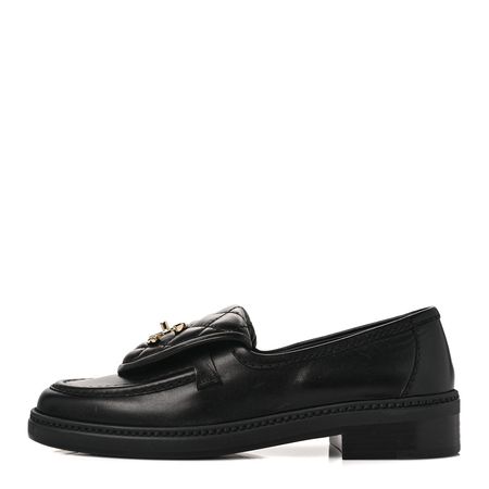 CHANEL Lambskin Quilted CC Turnlock Loafers 35 Black 1092229 | FASHIONPHILE