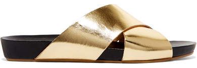 ATP Doris Metallic Leather Slides - Gold
