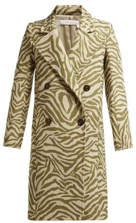 Tiger Print Wool Blend Coat - Womens - Beige Multi