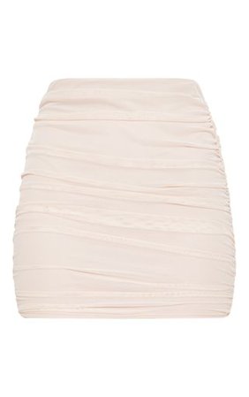 Nude Mesh Ruched Side Skirt | Co-Ords | PrettyLittleThing
