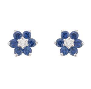 18ct White Gold Blue Sapphire & Diamond Flower Earrings – Andrew Scott