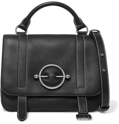 Disc Leather Shoulder Bag - Black