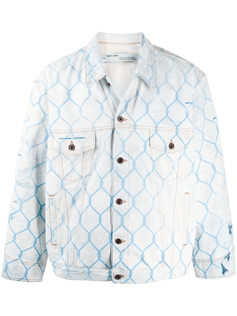 OFF-WHITE Fence Graphic Print Jean Jacket