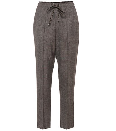 Checked stretch wool pants