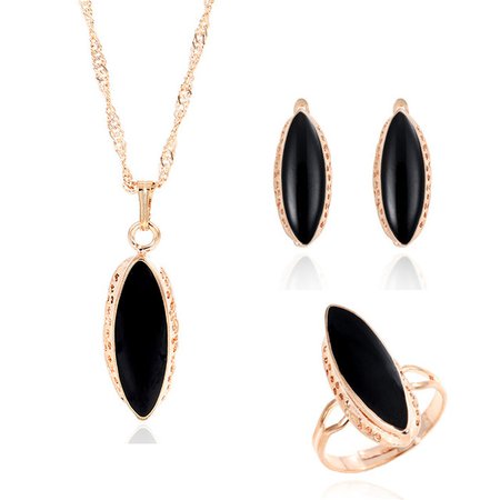 MINHIN fashion gold color jewelry set Clover style necklace and earrings and ring for wedding accessories Royal Blue jewelry set-in Jewelry & Accessories from Jewelry & Accessories on Aliexpress.com | Alibaba Group
