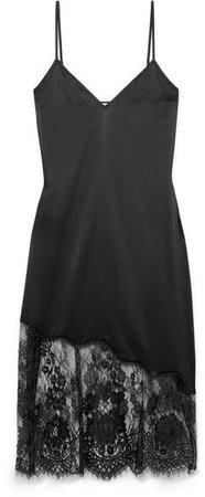 The Selena Lace-trimmed Stretch-silk Charmeuse Chemise - Black