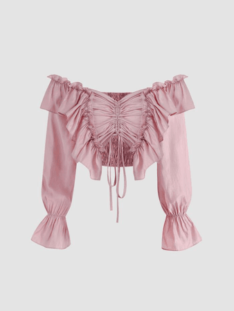 pink bunched blouse