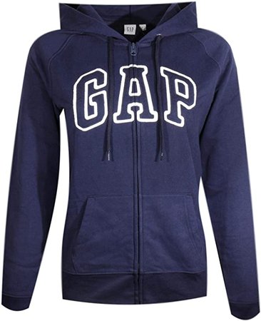 GAP Womens Fleece Arch Logo Full Zip Hoodie: Clothing