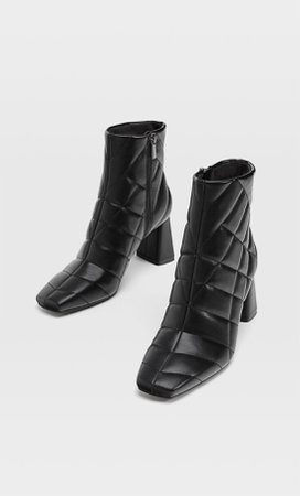Quilted high-heel ankle boots - Women's Just in | Stradivarius United States black