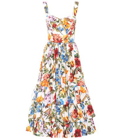Floral printed cotton midi dress