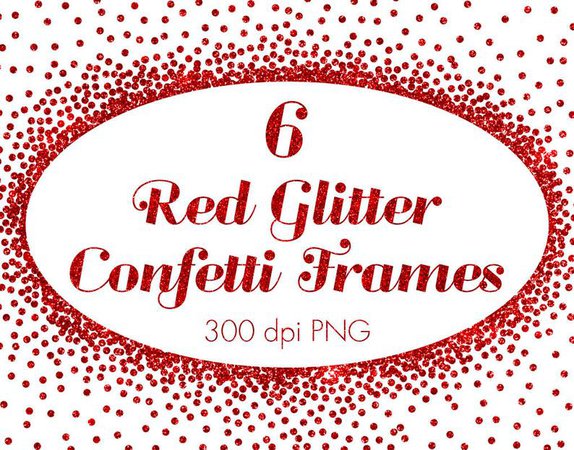 Red metallic confetti frames clipart red christmas confetti | Etsy