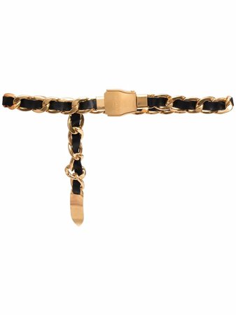 Shop Balmain chain-detail leather belt with Express Delivery - FARFETCH