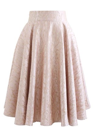 Marble Jacquard Pockets Midi Skirt in Pink - Retro, Indie and Unique Fashion