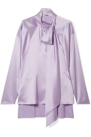 Adam Lippes | Pussy-bow silk-satin blouse | NET-A-PORTER.COM