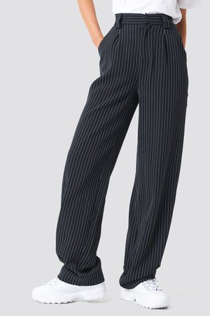 Flared Striped Pants Black | na-kd.com