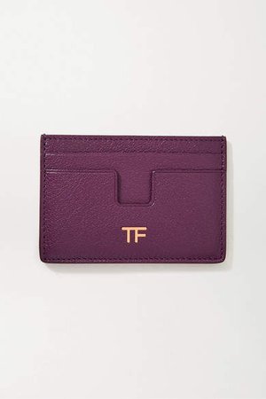 Textured-leather Cardholder - Purple