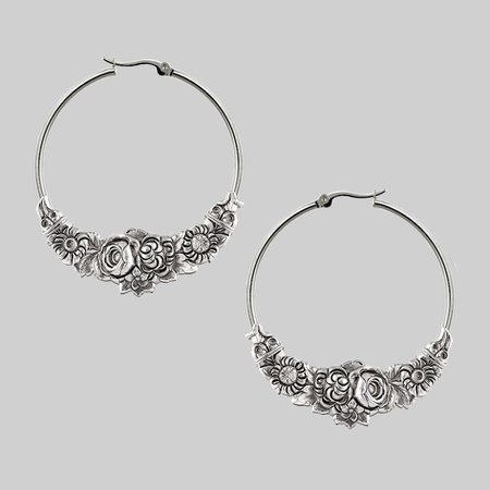 EMINENCE. Romantic Floral Hoop Earrings - Silver – REGALROSE