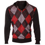 Enimay Men's Fashion Business Casual Long Sleeve Half Zip Argyle Pull Over Vintage Red Size 2XL - Walmart.com