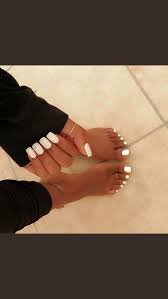white nails coffin & toes black girls - Google Search