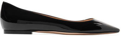 Romy Patent-leather Point-toe Flats - Black