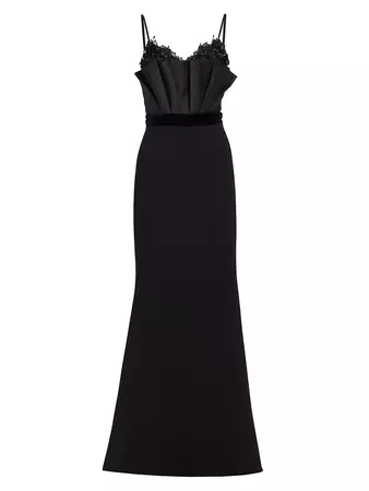 Shop Badgley Mischka Embellished Fan-Bodice Gown | Saks Fifth Avenue
