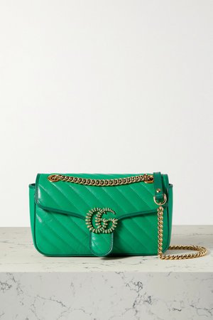 Green GG Marmont 2.0 small embellished quilted leather shoulder bag | Gucci | NET-A-PORTER