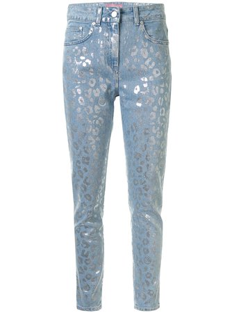 Chiara Ferragni leopard print skinny jeans blue