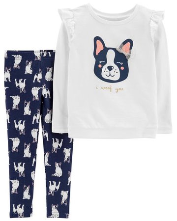 Toddler Girl 2-Piece French Bulldog Sweatshirt & Legging Set | Carters.com