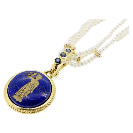 Enamel 24-22 Karat Yellow Gold Lapis Lazuli Pendant Necklace For Sale at 1stDibs | handcrafted engagement rings melbourne