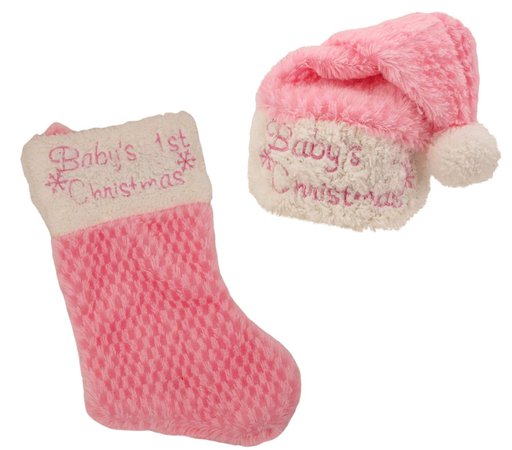 Baby's First Christmas Hat and Stocking Set (for Baby, Hat 11 in, Stocking 11 in) Soft Plush, Pink - Walmart.com - Walmart.com