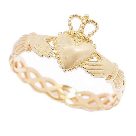 Stefano Oro 14K Gold Solid Claddagh Ring