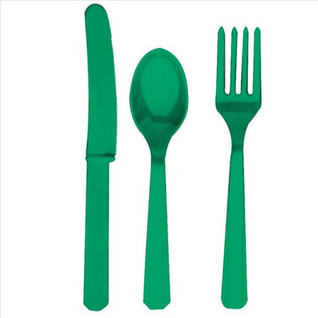 Green Fork Knife And Spoon Set - Plastic | Package Of 24 - Walmart.com