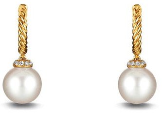 Solari Hoop Earrings with Diamonds and Pearls in 18K Gold